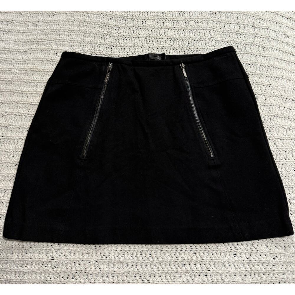 Kenar Mini Skirt Dual Zipper Accents Women's Size 10 Stretch Black